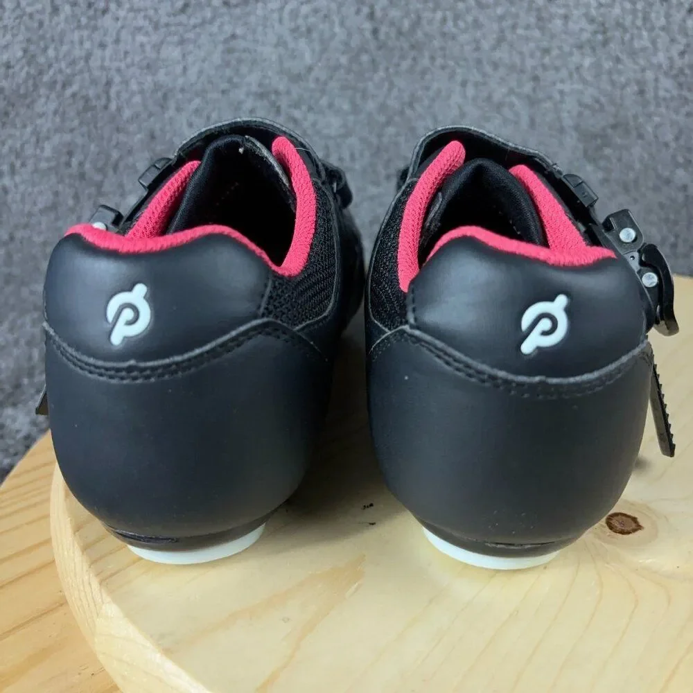 Peloton Black and Pink Cycling Shoes with White Accents